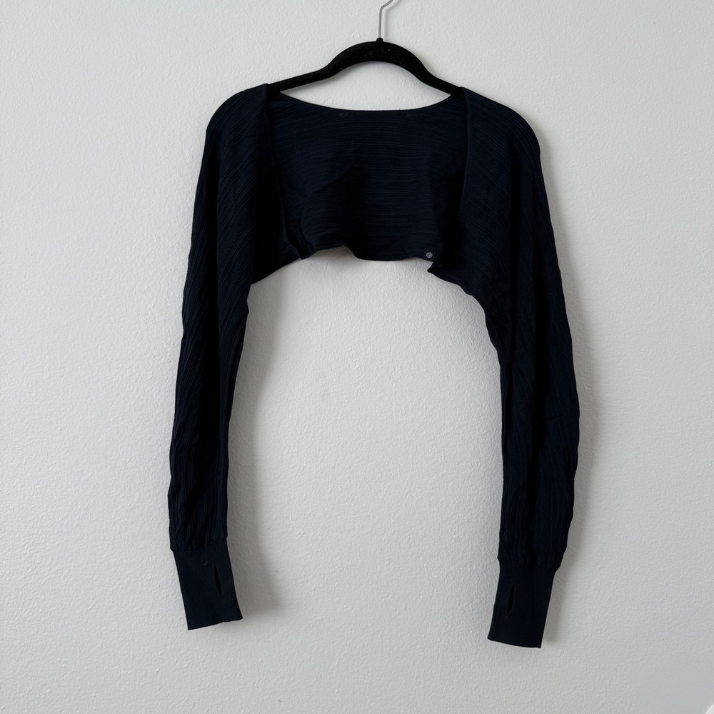 NEIWAI Navy Ribbed Cropped Long Sleeve Bolero Shrug